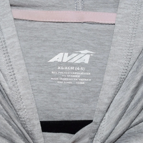 AVIA Sport Tunic Hoodie Moisture Wick Gray Girls XS(4-5) - Picture 3 of 4